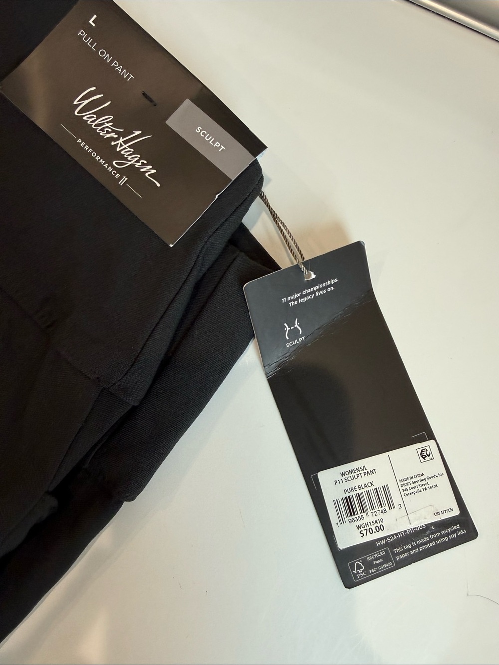 Walter Hagen Black Performance Pull-On Pants - Picture 2 of 3